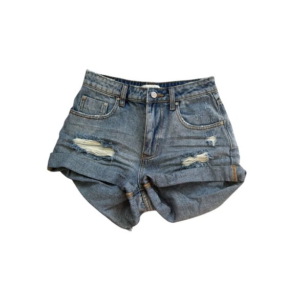 MUSTARD SEED Cuffed Distressed Denim Shorts Size Small - Picture 6 of 6